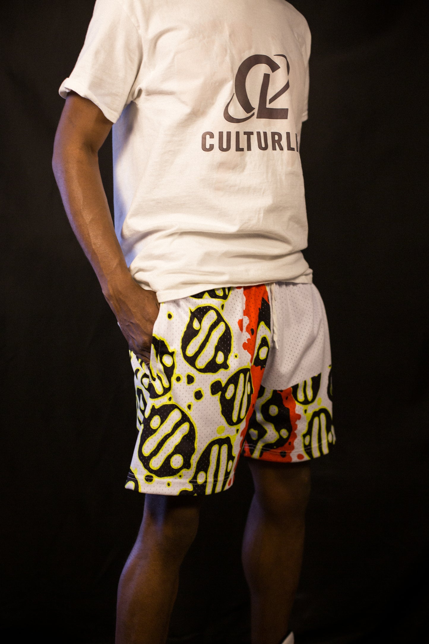 Afro Battle Shorts -White/Red image 1