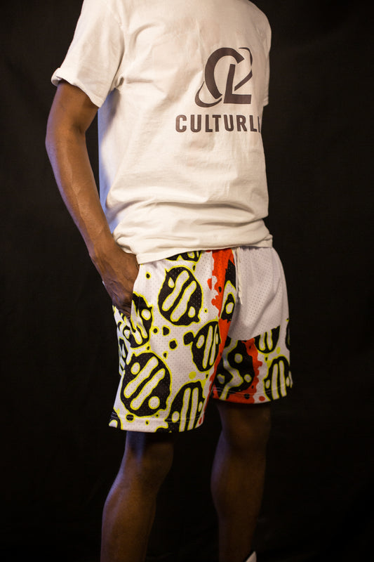 Afro Battle Shorts -White/Red image 1